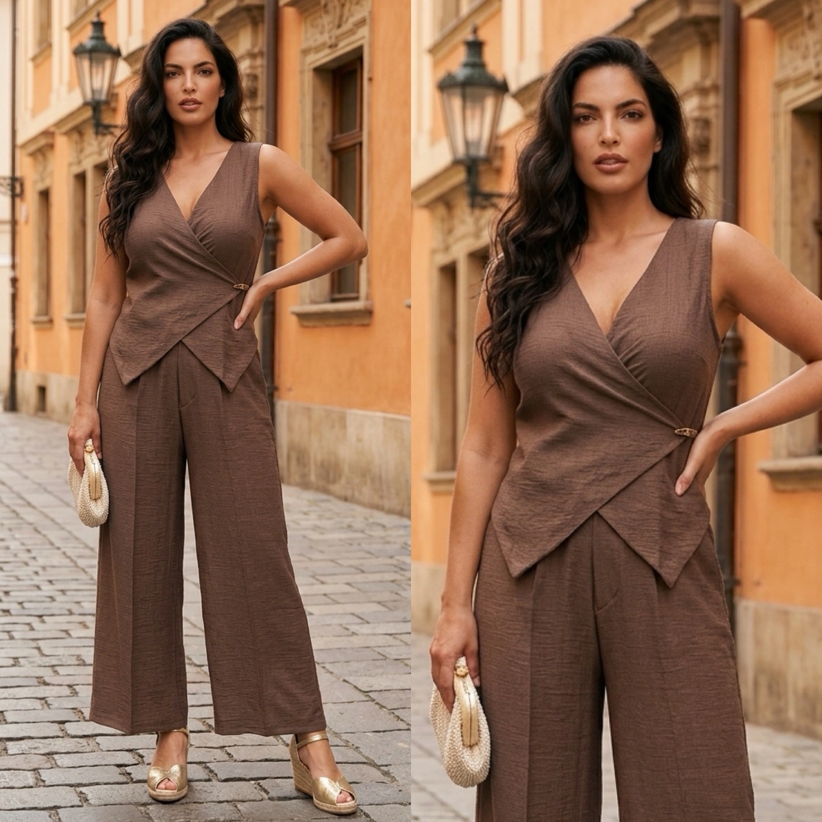 CONJUNTO CAPRI CHOCOLATE - Aura novias y fiesta