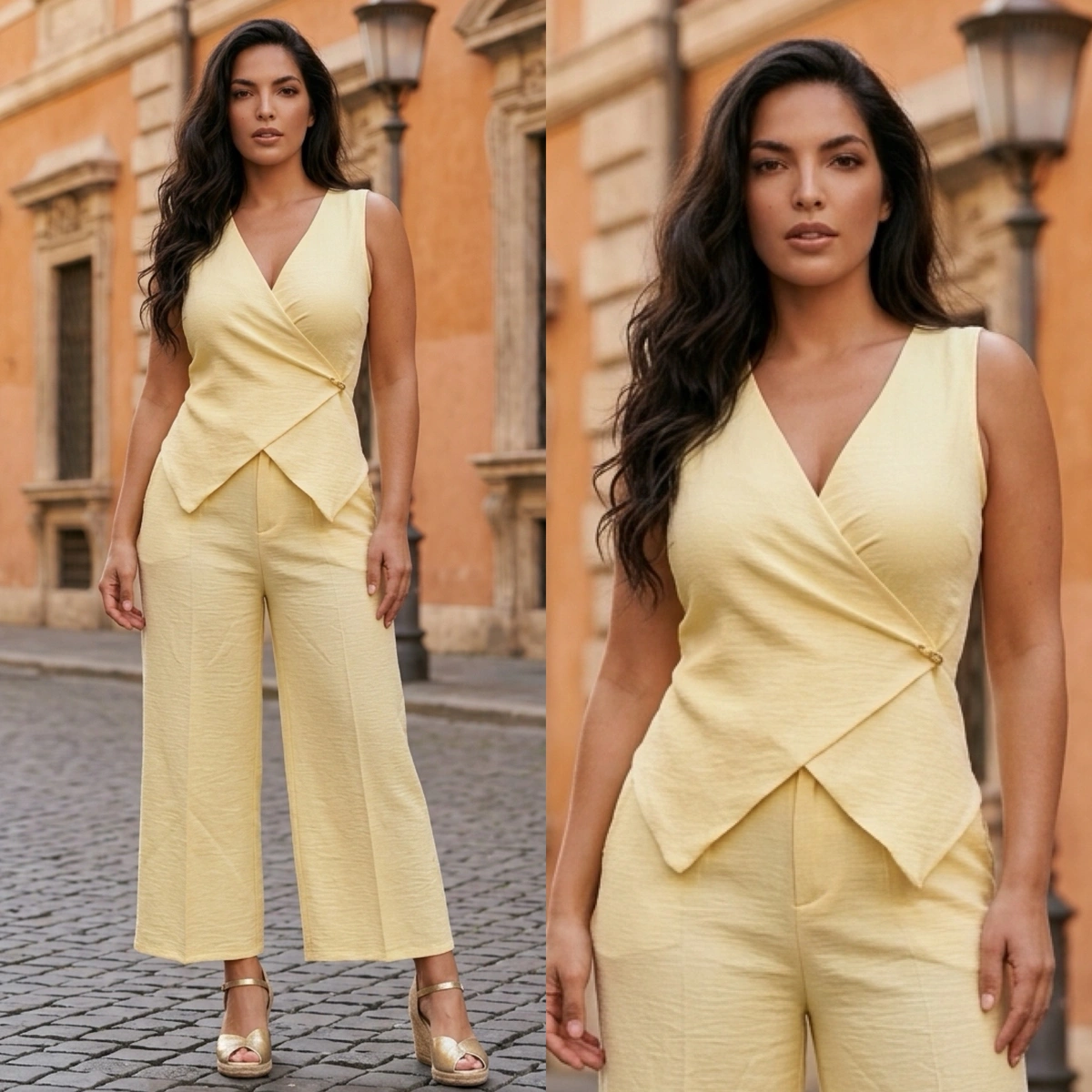 CONJUNTO CAPRI MANTEQUILLA - Aura novias y fiesta